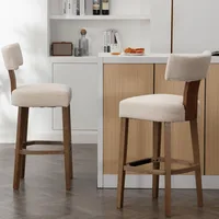 30” Bar Stools Set of 2 Counter Height Bar Stools Modern Kitchen Bar Stools with Upholstered Back, Farmhouse Upholstered Linen 1