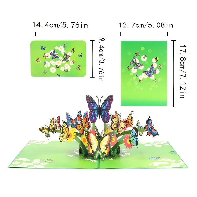 1pc 3D Butterfly Greeting Card for Kids Adult Christmas New Year Birthday Thanksgiving Gift Art Crafts