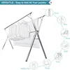 79 Inches Clothes Drying Rack, Stainless Steel Garment Rack Adjustable and Foldable Space Saving Laundry Drying Rack for Indoor 2
