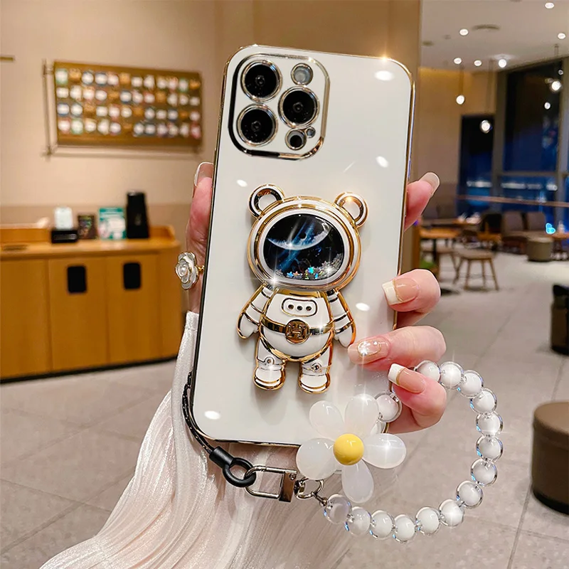 3D-Blumenarmband-Hülle für Honor X9 X7A X6 X9A X8 5G X8A 10 20 30 Lite 50 70 9X Pro 90 X7 Quicksand-Astronautenhalter_voghion.com