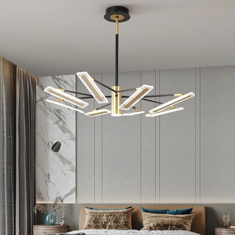 

Modern Scandinavian black gold LED chandelier lighting bedroom living room dining room study home lights indoor lamps
