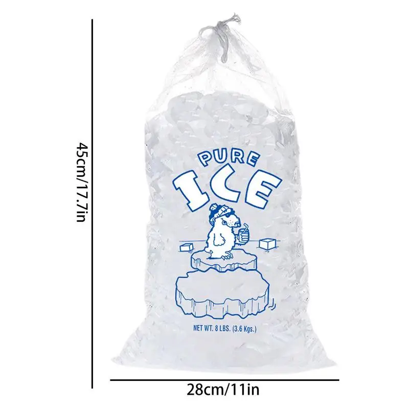 10Pcs Ice Bags with Drawstring Disposable Recyclable Freezer Pouch Heavy-Duty Thickened Ice Making Storage Bags for Freezers