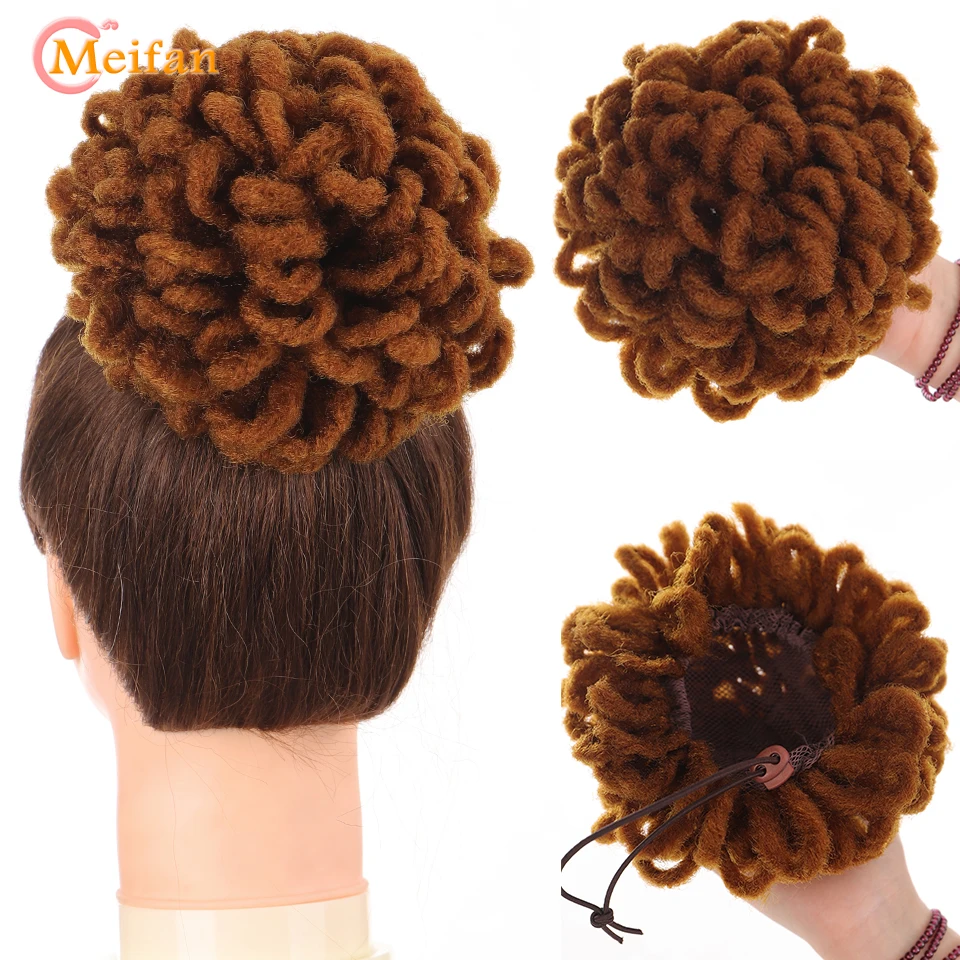 Meifan Synthetic Afro Kinky Curly Hairpieces Mohawk Ponytail Clip In Hair Extensions High Puff Afro Natural Ponytail With Bangs