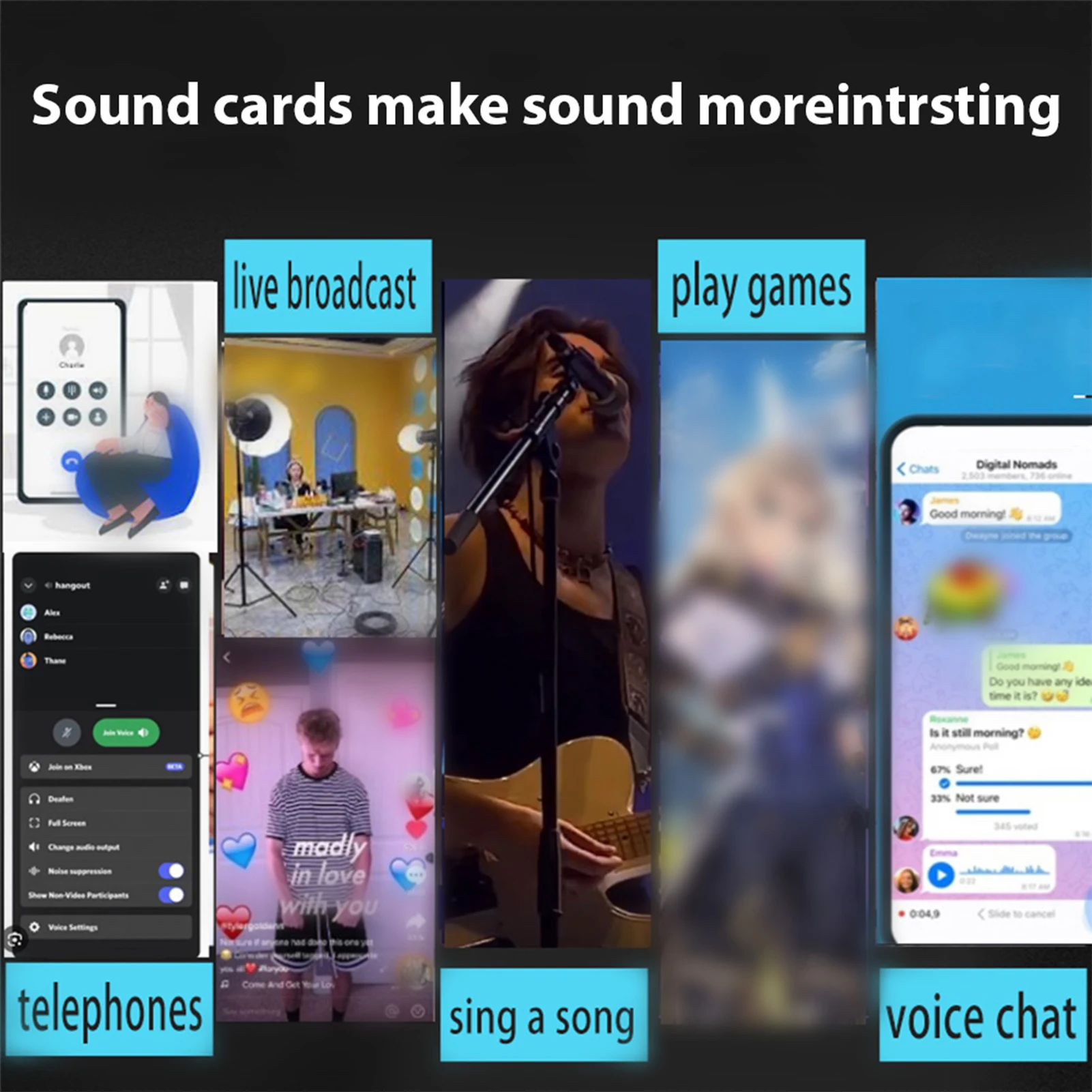 i9 Voice Changer Mini Multiple Audio Effect Bluetooth-Compatible Live Sound Cards Ultra-Thin Portable Live Sound Card Mic Tools