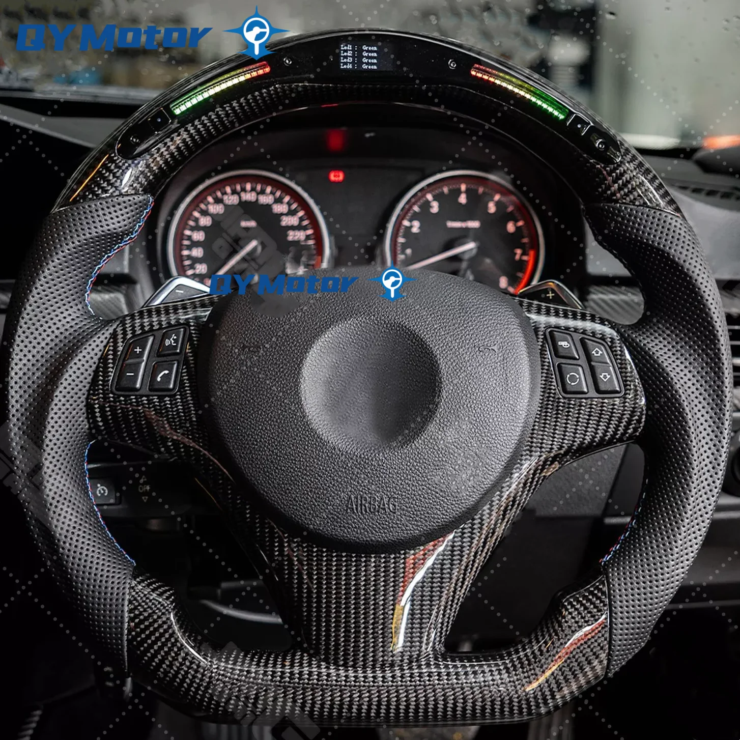 LED 탄소 섬유 천공 가죽, BMW 스티어링 휠 Volant E89 E90 E91 ..