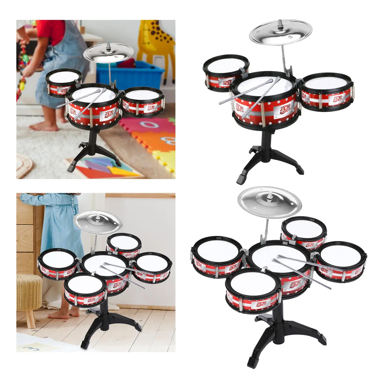Beginners Kids Drum Set Musical Instrument Toys Educational Toys Toddlers Jazz Drum Set Kids Kindergarten Girls Boys