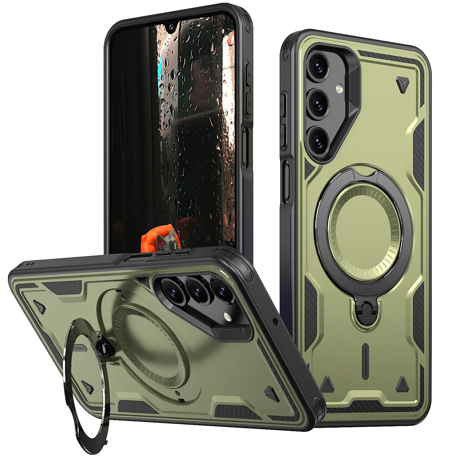 Armor Anti-Fall 360° Rotating Stand Plastic Phone Case Cover