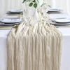 90x400CM Semi-Sheer Gauze Table Runner For Wedding Reception Sheer Bridal Shower Birthday Party banquet Xmas Table Decoration 6