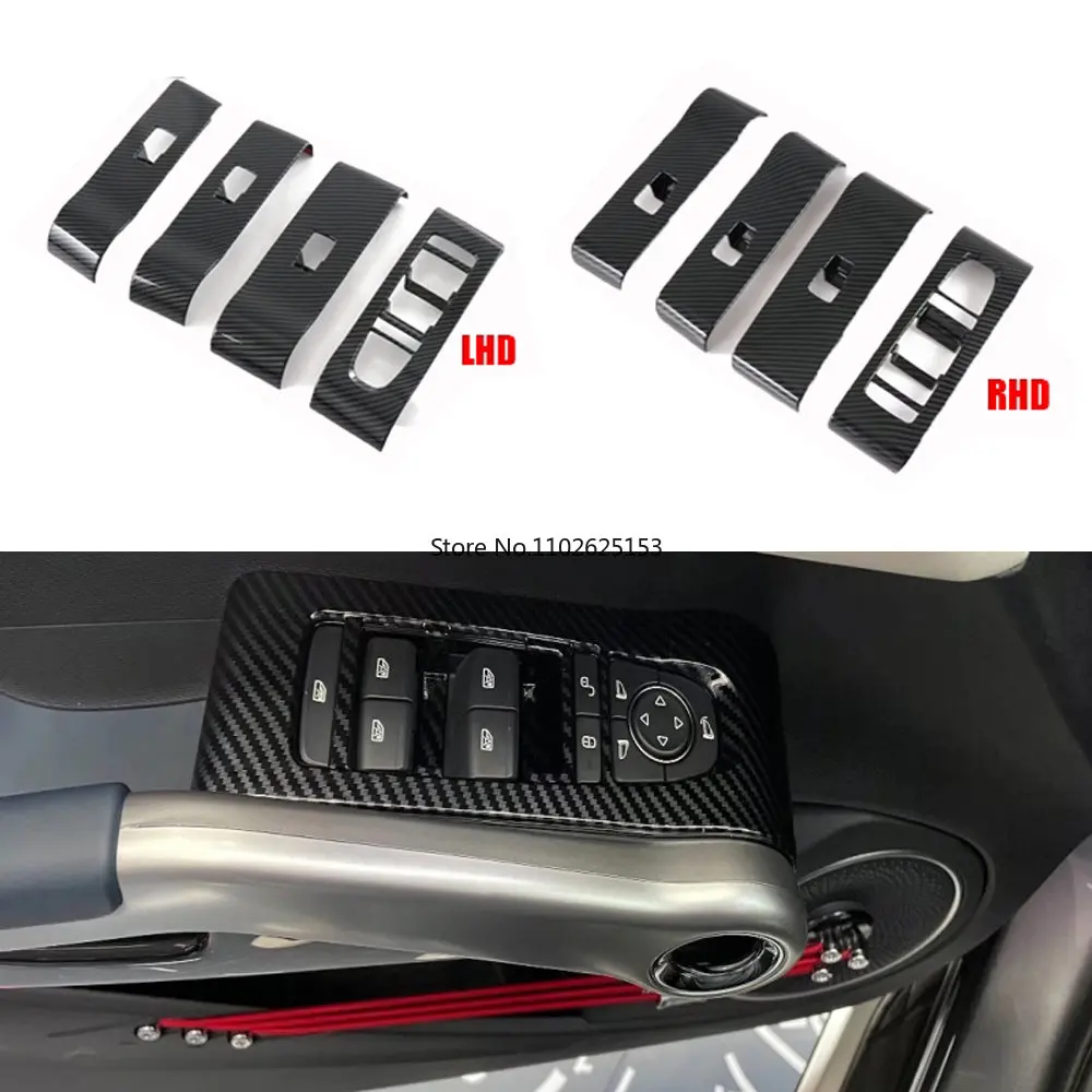 

LHD RHD for BYD YUAN PLUS ATTO 3 2022 2023 Door Armrest Car Windows Lift Button Control Panel Cover 4pcs ABS Carbon