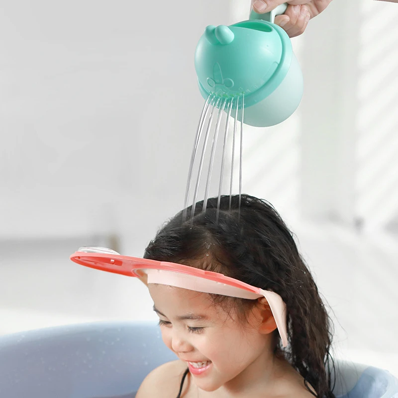 Cute Cartoon Baby Bath Caps Toddle Shampoo Cup Children Bathing Bailer Baby Shower Spoons Child Washing Hair Cup Kids Bath Tool