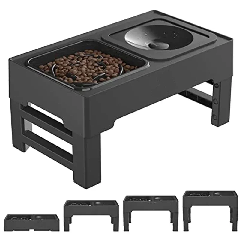 

for Elevated Feeder Dog Raised s Medium Slow Large Non-spill Bowl, And Adjustable Water With Small