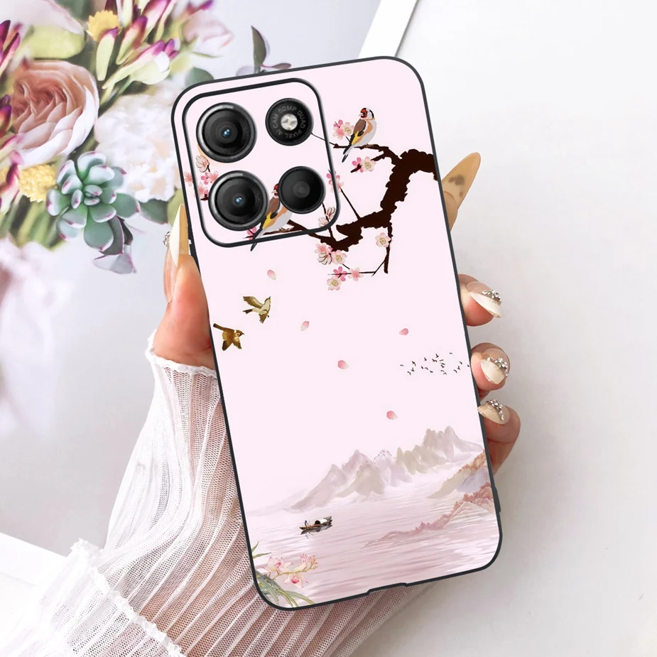 Stylish Flowers Painted Soft TPU Phone Case Cover - Universal Design