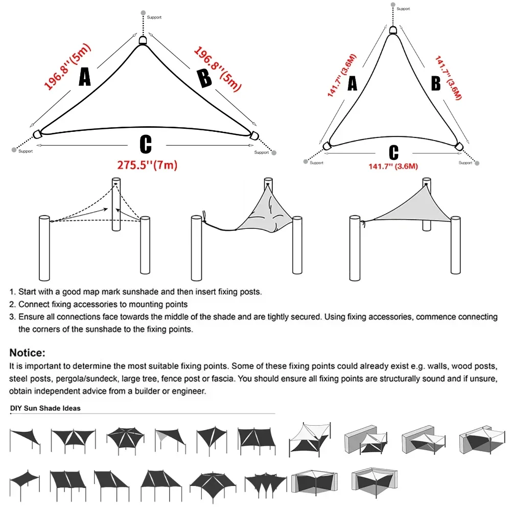 Triangle Sun Shade Sails Big Waterproof Sun Shelter Garden Tent Outdoor Canopy Sunshade Protection Patio Pool Awning Shade Cloth sun shade sail,waterproof tarpaulin,tarpaulin rain cover,camping canopy