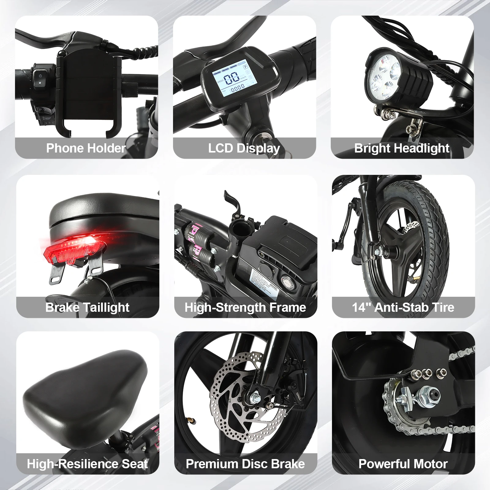 Foldable Ebike for Adults, 2000W/1000W, 40/28MPH, 52V 25Ah, 48V 15Ah, 60-80 Miles Range 14" Commuter Adult Electric Bicycle