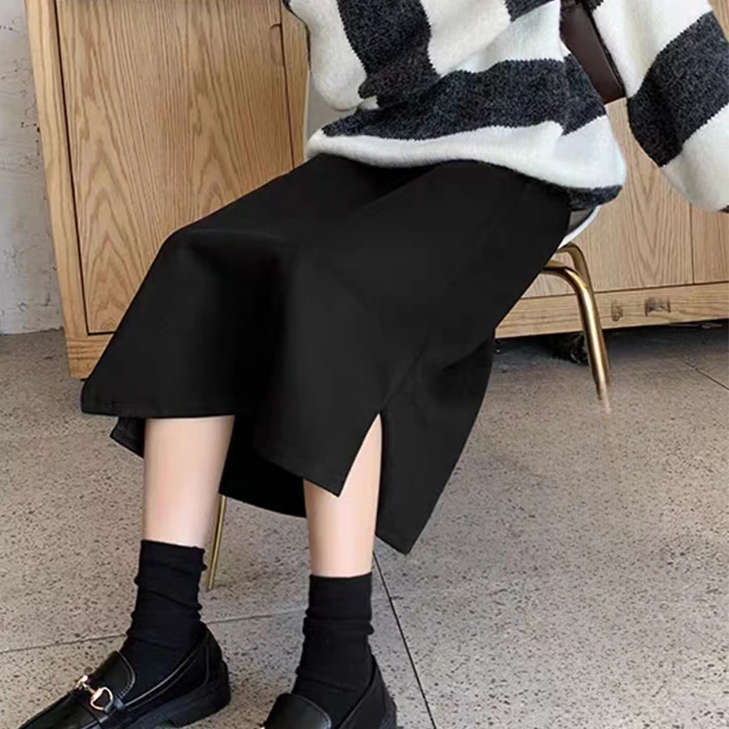 Spring Autumn Maternity Belly Skirt High Waist Side Split Pregnant Woman Black Pencil Skirts Elegant Office Lady One Step Skirt