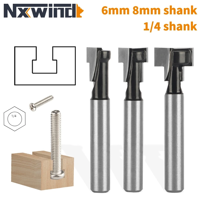 

NXWIND Black Keyhole Bit T-Slot Cutter Router Bit Woodworking Milling Cutter For Wood Tools Face Mill End Mill