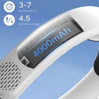 Ventilateur de cou portable 360 °   Ventilateur sans pales silencieux à suspendre, rechargeable USB 4000 mAh, avec affichage numérique LED et puissant flux d'air 3