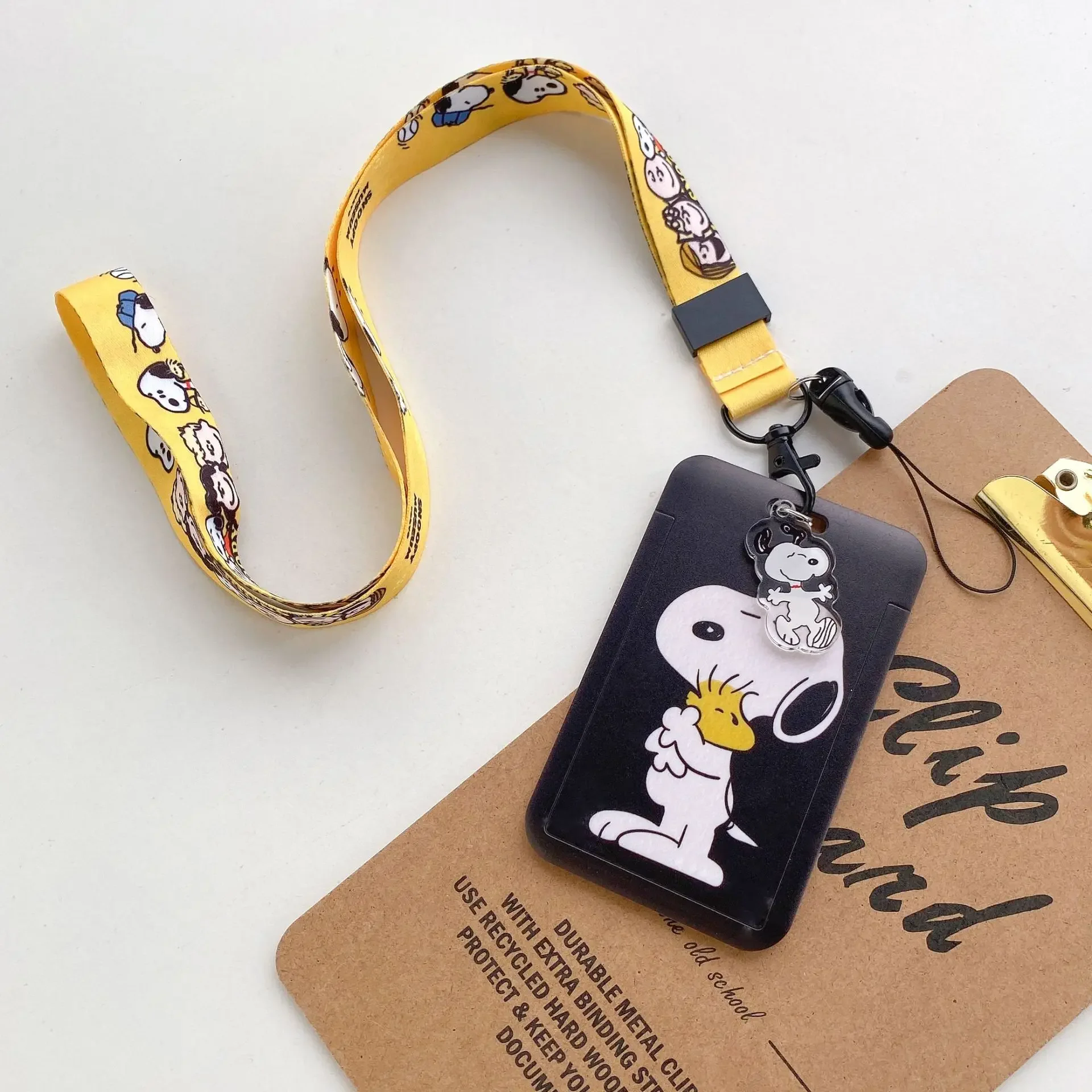 New Snoopy Name ID Card Fashion Kids Girls Student Campus Card Hanging Neck Bag Cards Holder Lanyard Case Kids Gifts