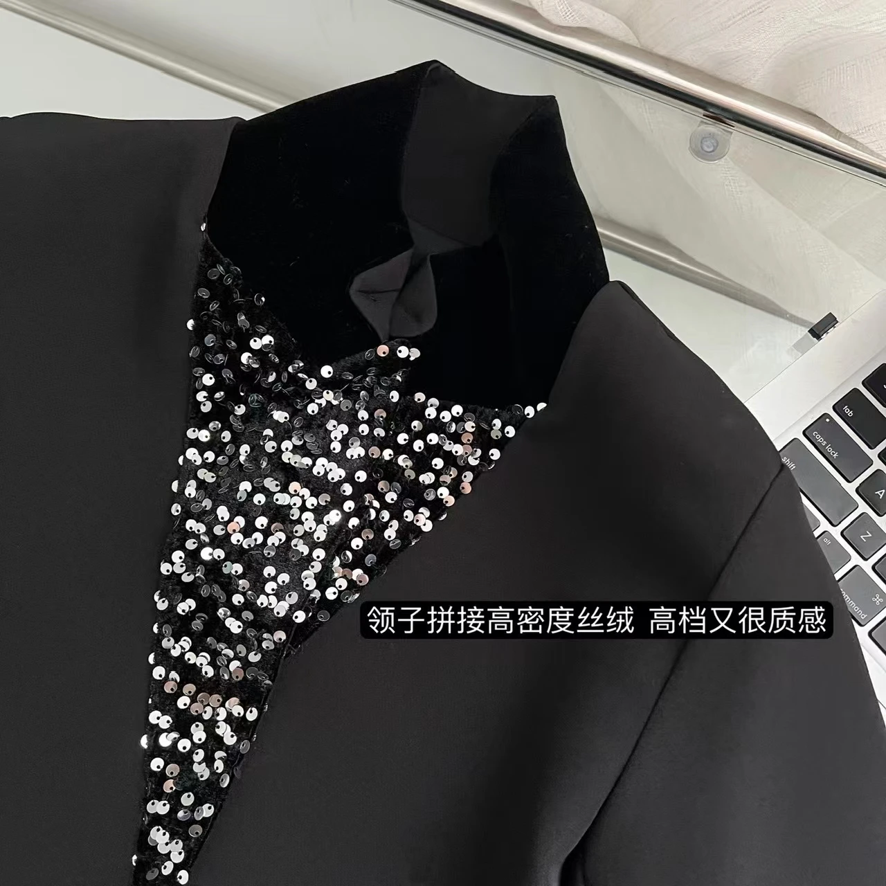High Quality Fashion 2023 Blazer For Women Short Suit Sequins Slim New Party Club Summer