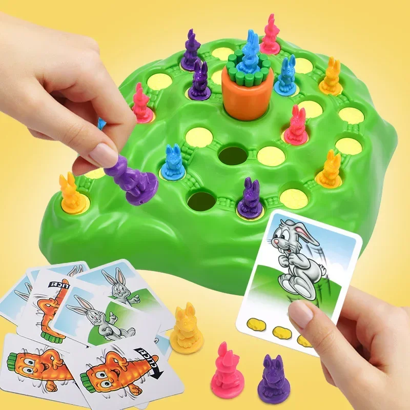 9Pcs Rabbit Trap Puzzle Toy Children's Dual Play Multiplayer Board Game Competition Parent Child Interactive Strategy Game