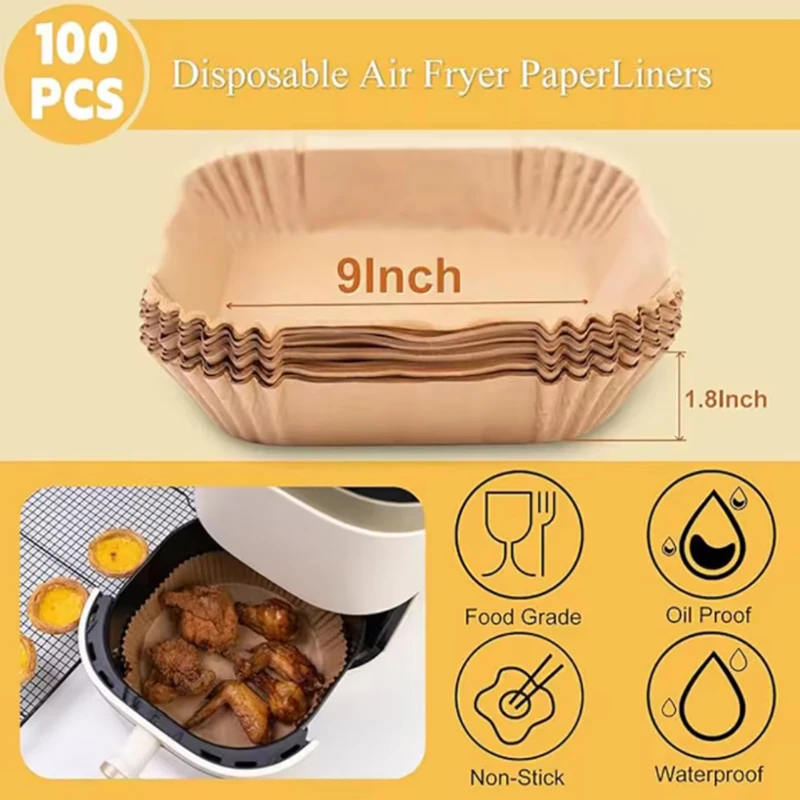 Air Fryer Disposable Oil-Proof Liners - 9 Inch Parchment Paper