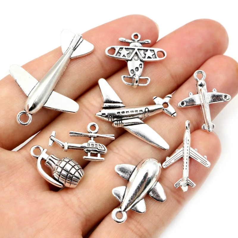 Neue Mode Antike Silber Überzogene Flugzeug Granate Hubschrauber Chrams Metall Legierung Anhänger DIY Charms DIY Schmuck, Die Entdeckungen