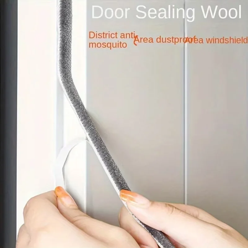 Door Window Windproof Dust Sound Insulation Seal Strip 10M Self Adhesive Home Wardrobe Door Window Gap Filler Brush Strip