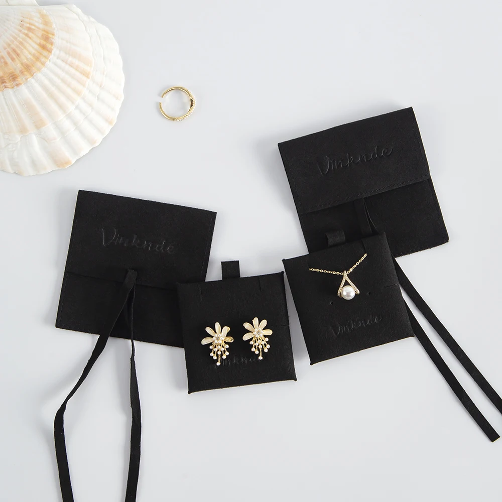 Quality Microfiber Suede Necklace Earring Packaging Holder Card Jewelry Necklace Bracelet Custom Logo Small Organizer Pouch Bag