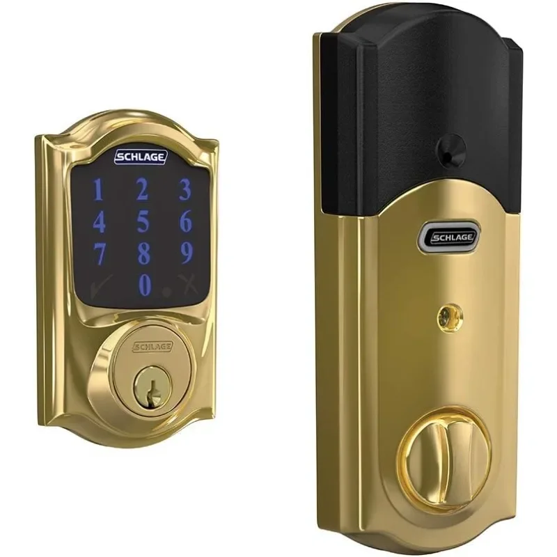 

Камера SCHLAGE BE469ZP 605, соединительный умный мертвой болт с сигнализацией, встроенная отделка камелиота в яркой латуни
