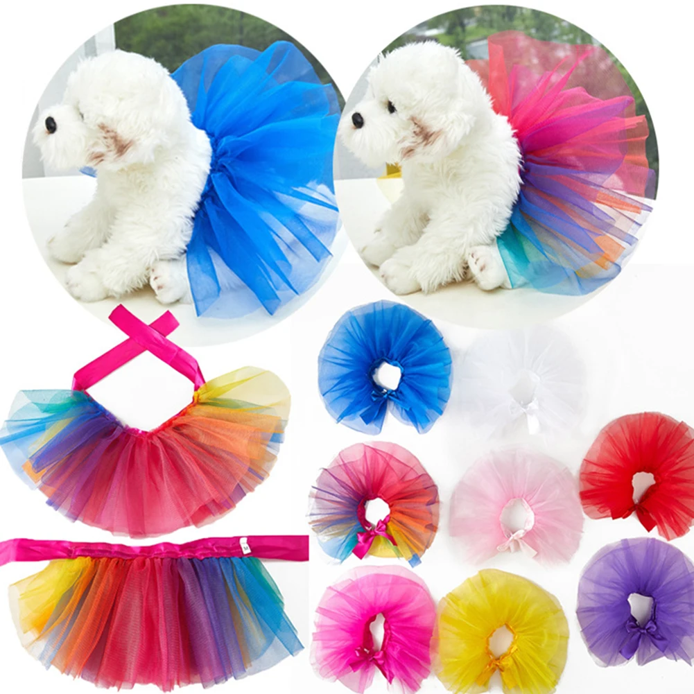 Pet Colorful Tutu Skirt Cute Birthday Dresses Costume Pet Supplies For L/M/S Dogs Cats for Pomeranian Chihuahua Perro Skirt