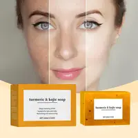 Savon artisanal au curcuma et à l'acide kojique 100g, au citron, pour éclaircir les taches brunes, blanchir la peau, éclaircir le corps, nettoyer le visage 1