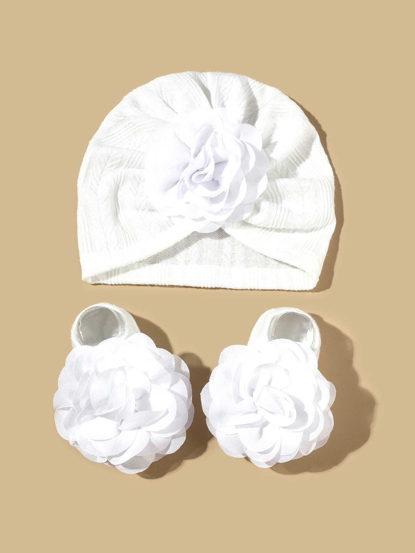 2pcs Newborn Baby Hat Set Spring Baby Girl Boy Turban Hat With Socks Flower Infant Beanies Cap Girl Headwraps Accessories 6