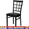 4 Pack Metal Restaurant Dining Chair Window Back Black Vinyl Seat Commercial Grade Durable Support 500 lbs Stylish Kitchen Bar 1