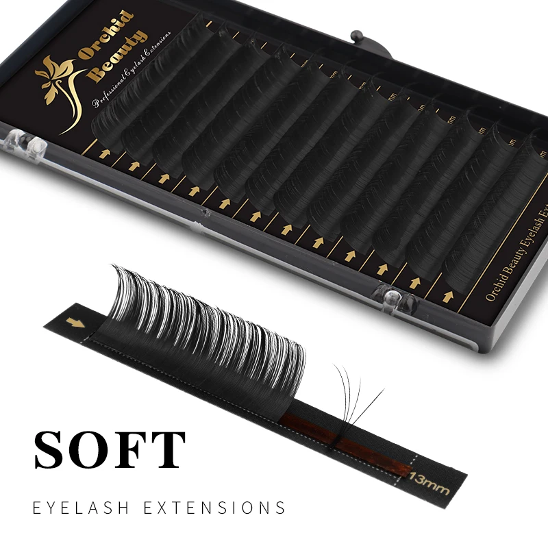 

Orchid Beauty Korea PBT 12Rows C D Curl Eyelash Extension False Individual Lashes Hand Made Faux Mink Eyelashes for Extensions