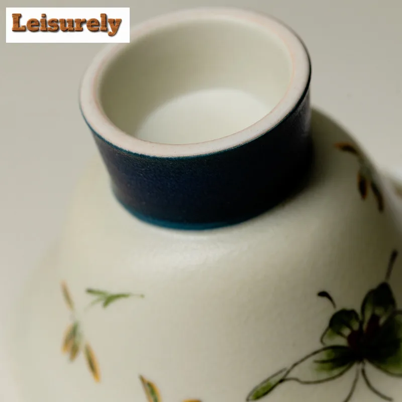 2pc/lot Butterfly Orchid High Foot Teacup Ancient Tea Bowl Jug Tea-tasting Personal Cup Jianzhan Master Cups Tea Ceremony 30ml