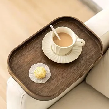 소형 소파 팔걸이 트레이, 대나무 휴대용 소파 사이드 테이블, 접이식 음료, 과일, 컴퓨터, 스낵 등을 담을 수 있는 1 개