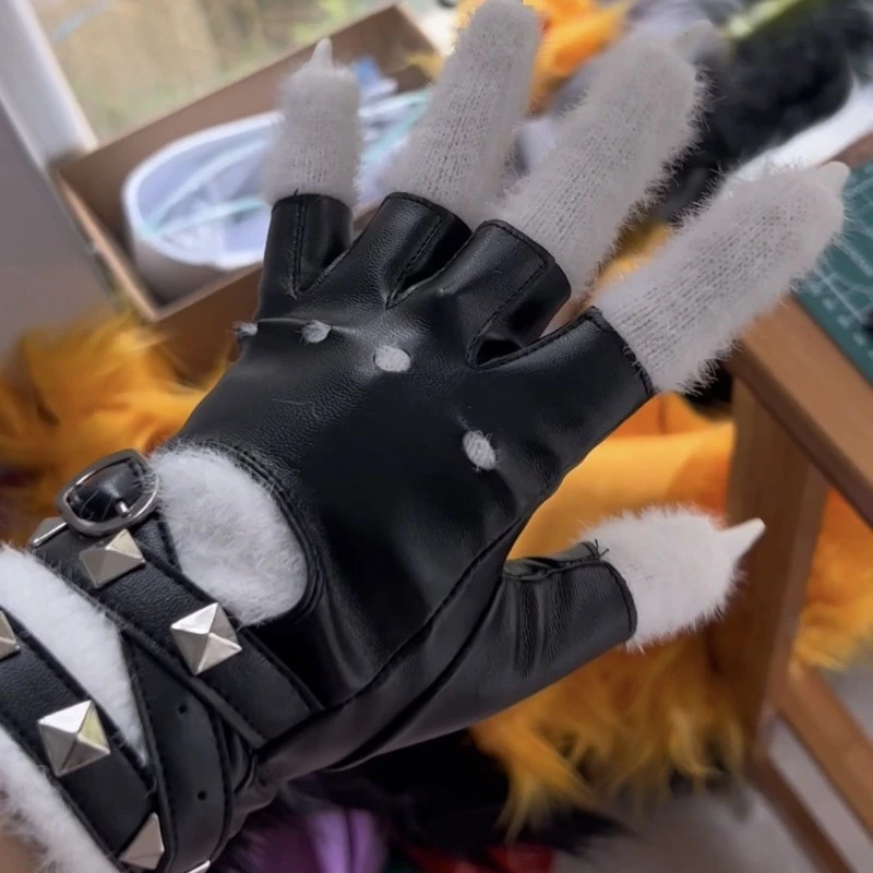 Fursuit Kigurumi Wolf Paws Cartoon Plush Furry Von Lycaon Cosplay Kig Costume Nail Tiger Claws Full Finger Mittens Story Tell