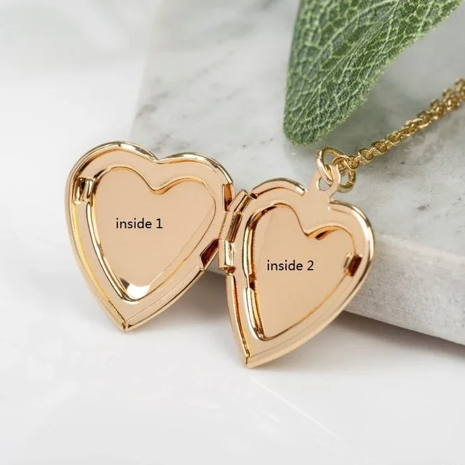Custom Names Date Personalized Love Heart Photo Locket Engraved