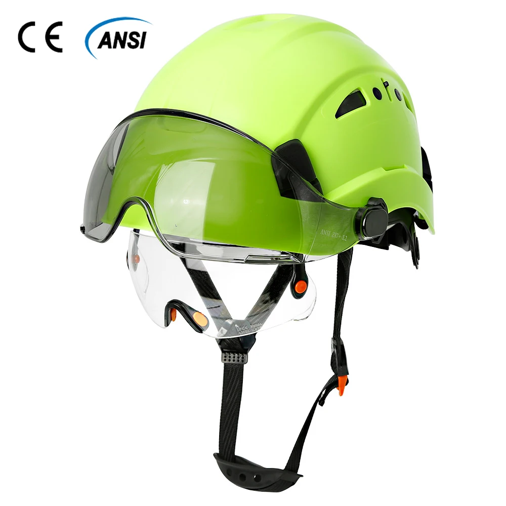 

New Construction Safety Helmet With Double Goggles Visor For Engineer ABS Hard Hat ANSI Industrial Work Head Protection Rescue