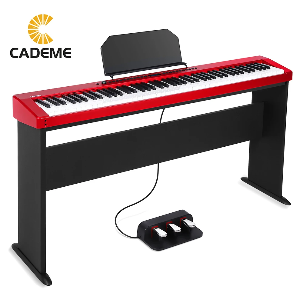 Portable88WeightedKeyElectronicKeyboardRedDigitalPianowith
