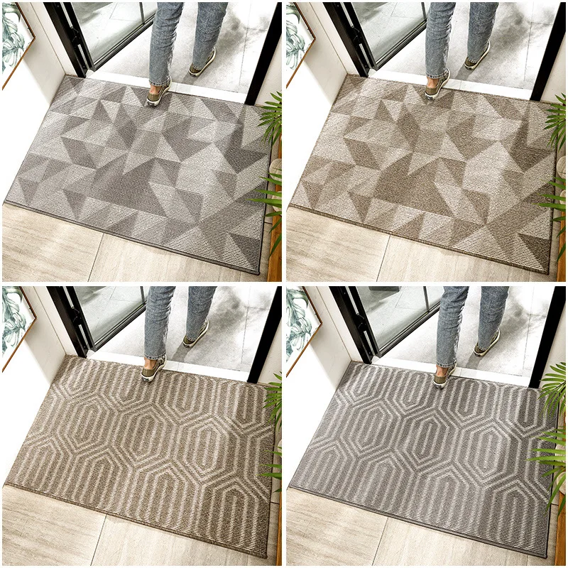 Rubber Bottom Door Mats for Outdoor Indoor Antiwear Ant-Slip Floor Mats  Bathroom Carpet Rugs Gray Plaid Hallway Entrance Doormat - AliExpress