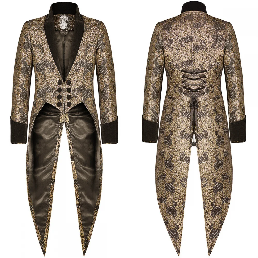Plus Size S-5XL Medieval Renaissance Steampunk Tailcoat Halloween Costumes for Men Vampire Victorian Jacket Frock Coat Halloween