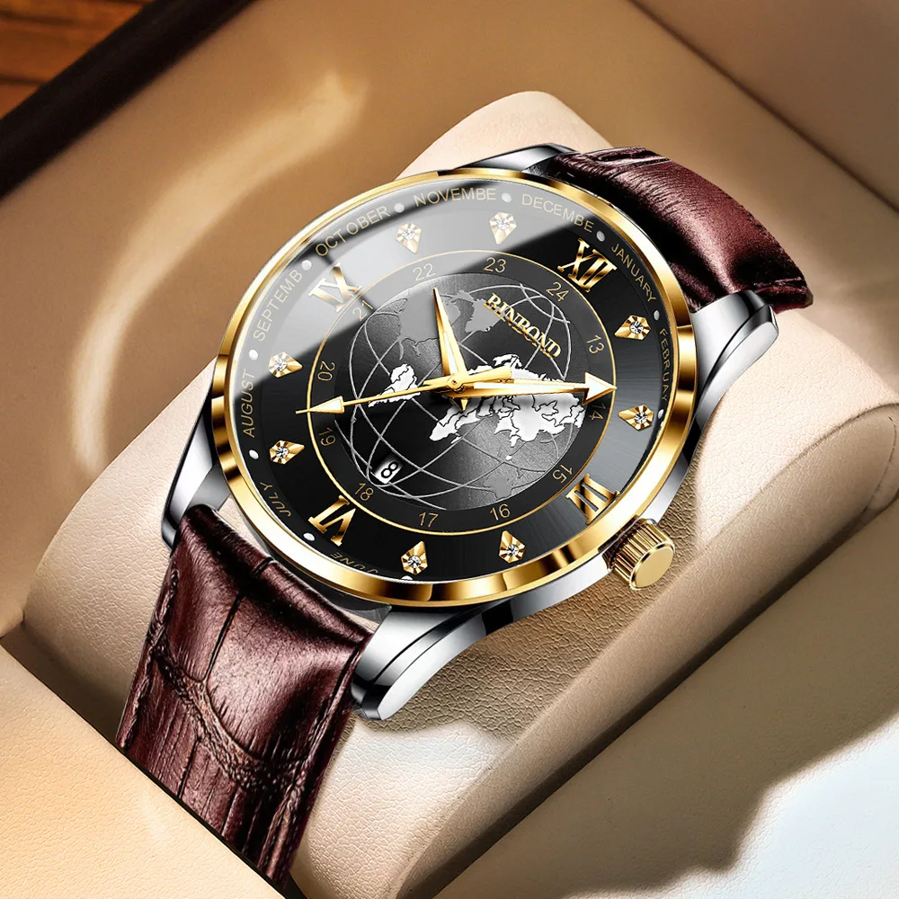 

BINBOND Mens Watches Top Brand Luxury Earth Starry Sky Dial Quartz Watch Men Leather Waterproof Sports Clock Relogio Masculino