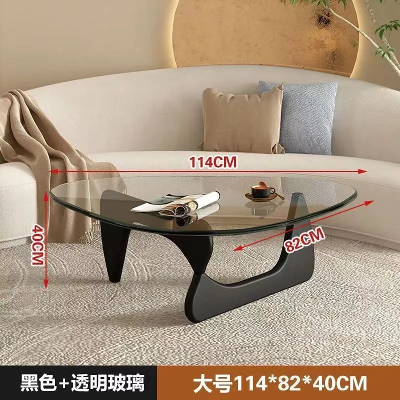 

Small Wooden Coffee Table with Tempered Glass Top for Modern and Minimalist Home