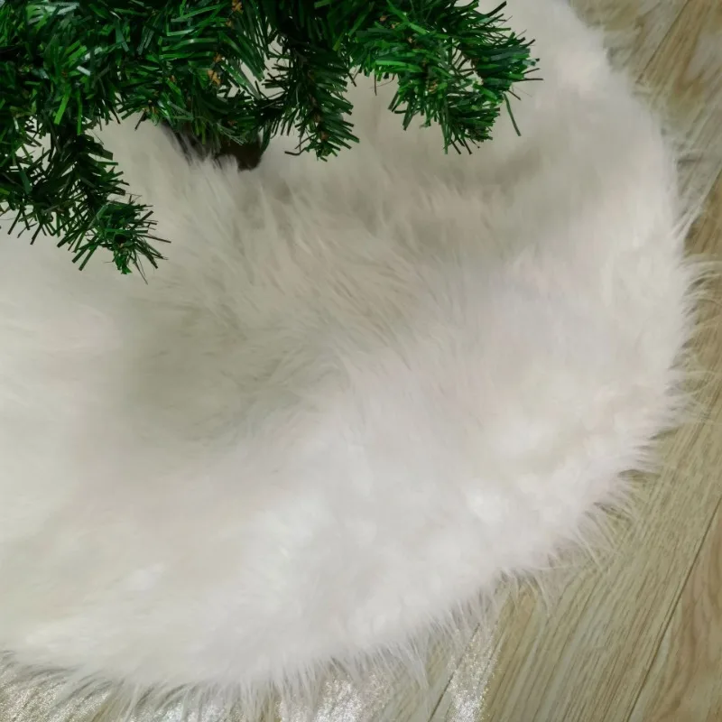 

White Anti Fox Fur Christmas Tree Skirt Christmas Tree Bottom Decoration Carpet Plush 30 Inch/36 Inch/48 Inch/60 Inch