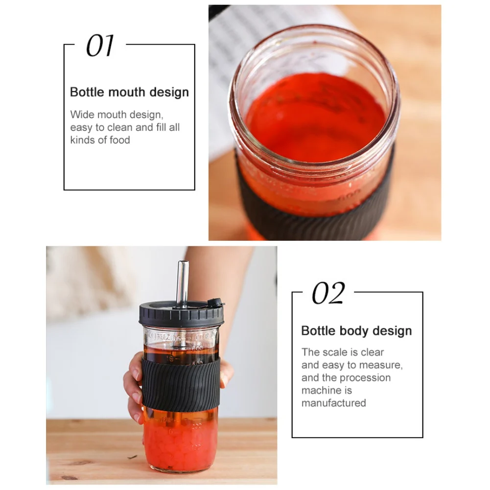 Iced Coffee Cups Mason Jar With Lid And Straw 24oz Boba Cups Reusable Wide  Mouth Smoothie Cups Travel Tumbler Drinking Bottle - Glass - AliExpress