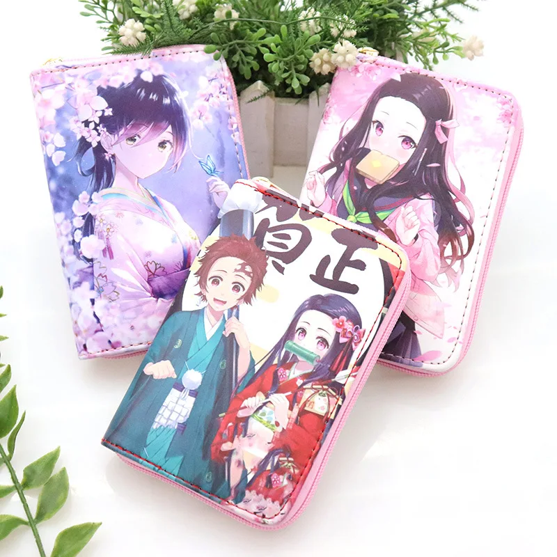 

Anime Demon Slayer Cartoon Wallet Kamado Nezuko Tanjirou Shinobu Butterfly Cosplay Small Fresh Portable PU Mini Coin Purse