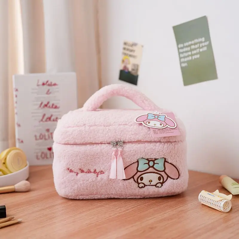 Sanrio Cute Plush Cinnamoroll Embroidery Handmade Makeup Bag