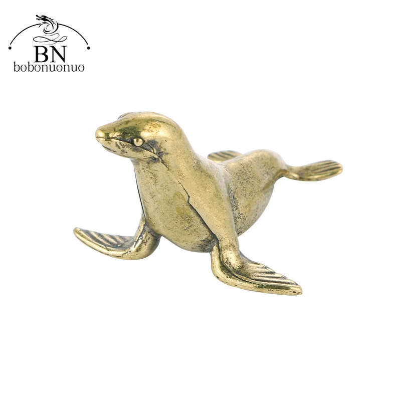 Room Decor Statues Sea Animal Seal Figurines Miniatures Retro Brass Office Desktop Crafts Ornament Gifts Home Decorations Living Room Accessories