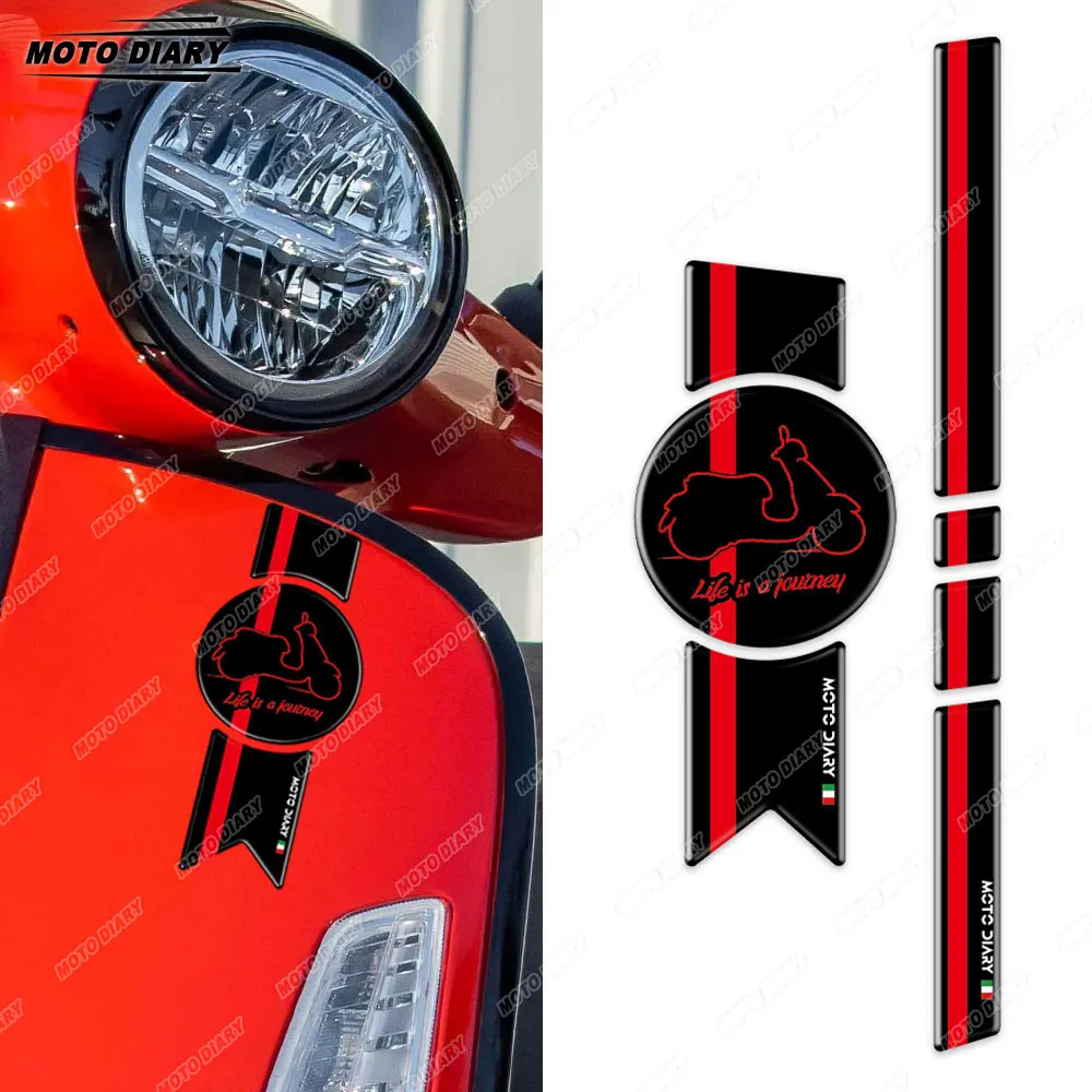 

For Vespa GTS300 GTS GTV LX LXV 125 250 300 Ie Super Piaggio Sprint 3D Scooter Front Sticker Set Badge Decals Waterproof